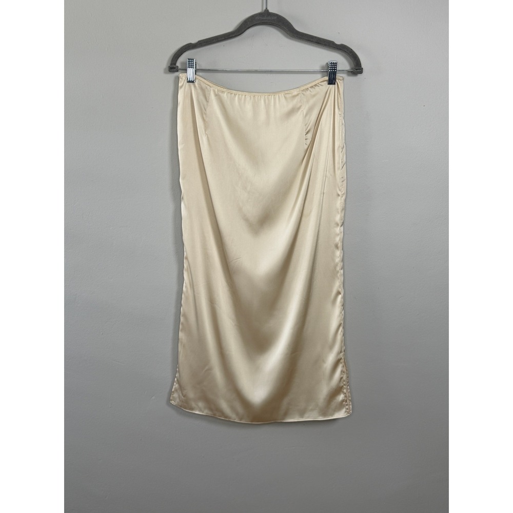 House of CB Midi Slip Womens XS Champagne Satin Side Slit Elegant Feminine